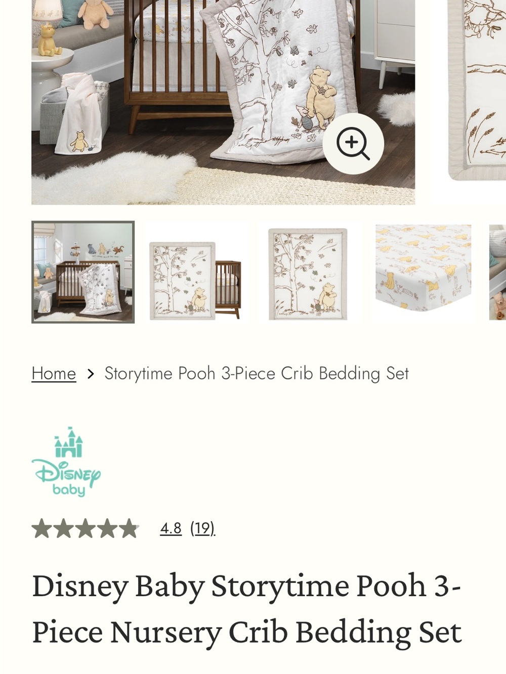 Disney Baby Storytime Pooh Crib Bedding Set - Cream, Tan, Yellow